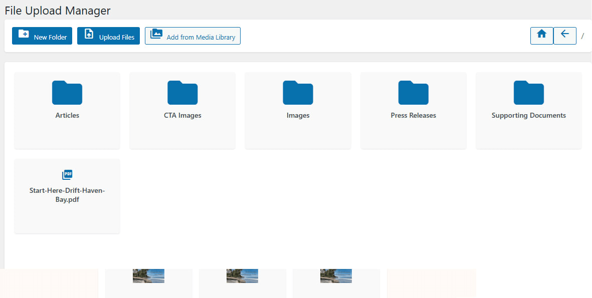 Admin file explorer interface